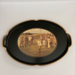 Vintage Lady Clare oval Tray with Colonial Golf Scene.